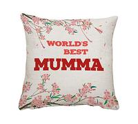 World's Best Mumma Cushion for Bedroom/Sofa Decor, Cotton/Linen Cushion, Mothers Day Throw Pillow Cushion Birthday Gift. (Linen Cover)