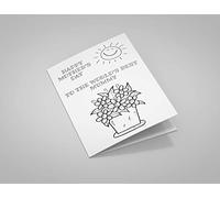 World's Best Mummy Happy Mother's Day Colouring In Greeting Card Flowers & Sun 125mm x 178mm Including Envelope DH036