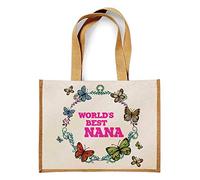 World's Best Nana Funny Gift for Nana/Nanna - Mothers Day Birthday/Christmas Stocking Filler Present Gift Jute Bag Shopping Bag. (Natural)