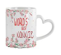 World's Best Nannie Coffee Tea Cocoa Soup Daily use Mug Birthday Gift Mother's Day C Handle Unique Ceramic Cup Mug. (White Heart Handle)