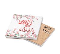 World's Best Nanny Coaster, Tableware, Drinks Coaster, Office Desk Coffee-Tea Coaster Mothers Day Birthday Gift. (Ceramic Coaster)