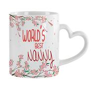 World's Best Nanny Coffee Tea Cocoa Soup Daily use Mug Birthday Gift Mother's Day C Handle Unique Ceramic Cup Mug. (White Heart Handle)