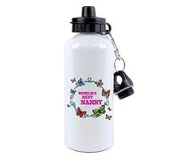 World's Best Nanny Funny Gift for Nana/Nanny - Mothers Day Birthday/Christmas Stocking Filler Present Gift 500 ml Sports Water Bottle.