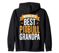 World's Best Pitbull Grandpa Funny Dog Owner Retro Quote Zip Hoodie