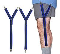 World's Best Shirt Stays for Men Police Military Made in the USA (Y-Style Black, Select Series) (1 Pair of Garters, Tuckers), Y Style Shirt Stays (Black W/Blue), One Size (Adjustable)