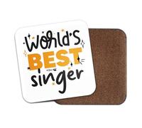 World's Best Singer Square Coaster - Singing Sing Fan Hobby Work Job Greatest Birthday Men Women Friend Kitchen Drink #82732