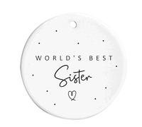 World's Best Sister Round Hanging Ceramic Ornament Decoration Sign