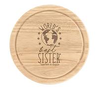 World's Best Sister Wooden Chopping Cheese Board Round 25cm