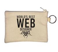 World's Best Web Designer Funny Spider Logo Key Chain Coin Purse Beige