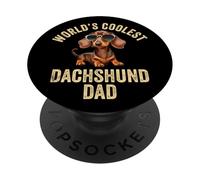 World's Coolest Dachshund Dad Fun Weiner Dog Doxie Granddog PopSockets Adhesive PopGrip