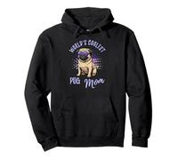 World's Coolest Pug Mom Cool Vintage Sunglasses Pug Momma Pullover Hoodie