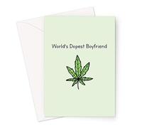 World's Dopest Boyfriend Card For Anniversary, Birthday, Valentines, Just Because | Funny Cannabis Pun Love Greetings Cards | Weed Leaf Illustration Design For Stoner Boyfriend
