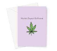 World's Dopest Girlfriend Card For Anniversary, Birthday, Valentines, Just Because | Funny Cannabis Pun Love Greetings Cards | Weed Leaf Illustration Design For Stoner Girlfriend