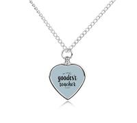World's Goodest Teacher Pet Ashes Necklace Heart Silver Classic Pet Pendant Memorials Funerary for Dog Cat Lover