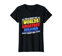 World's Greatest Benjamin Saying Funny Benjamin Name Value Graphic T-Shirt, Women, Black, L