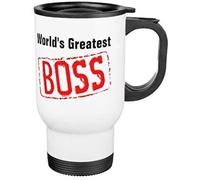 Worlds Greatest Boss White Insulated Travel Tea/Coffee Mug.