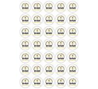 World's Greatest Dad - Edible Cupcake Toppers - Wafer or Icing - Father's Day Daddy Birthday Party Themed Celebration Cake Decorations for Cupcakes, Cookies, Brownies, Muffins & More!