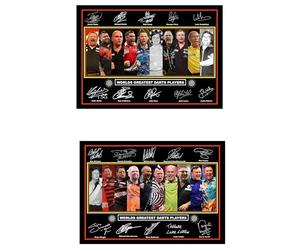 World's Greatest Darts Players Wall Art Collection, A4 Size Posters with Signatures/Autographs Copies, Set of 2 Prints, Professional Sports Memorabilia
