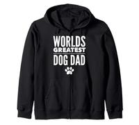 Worlds Greatest Dog Dad Paw Print Pet Lover White Graphics Zip Hoodie