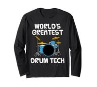 World's Greatest Drum Tech, Drummer Musician Funny Long Sleeve T-Shirt