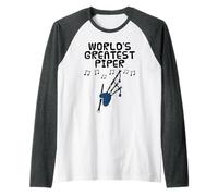 World's Greatest Piper, Bagpipes Scottish Musician Funny Raglan Baseball Tee