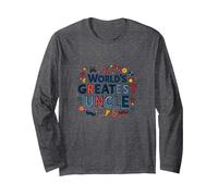 World's Greatest Uncle Fun Celebration Gift Long Sleeve T-Shirt, Adult Unisex, Dark Heather Grey, S