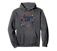 World's Greatest Uncle Fun Celebration Gift Pullover Hoodie, Adult Unisex, Dark Heather Grey, M