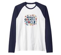 World's Greatest Uncle Fun Celebration Gift Raglan Baseball Tee, Men, Navy/White, XXL