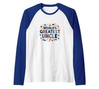World's Greatest Uncle Fun Celebration Gift Raglan Baseball Tee, Men, Royal Blue/White, L