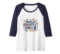 World's Greatest Uncle Fun Celebration Gift Raglan Baseball Tee, Women, Navy/White, S