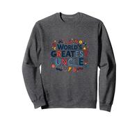 World's Greatest Uncle Fun Celebration Gift Sweatshirt, Adult Unisex, Dark Heather Grey, XL