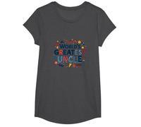 World's Greatest Uncle Fun Celebration Gift T-Shirt, Girls, Dark Heather Grey, XS