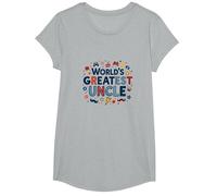 World's Greatest Uncle Fun Celebration Gift T-Shirt, Girls, Heather Grey, XS
