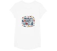 World's Greatest Uncle Fun Celebration Gift T-Shirt, Girls, White, Large