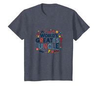 World's Greatest Uncle Fun Celebration Gift T-Shirt, Kids, Heather Blue, 12 Years