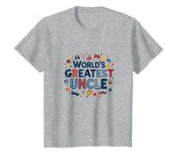 World's Greatest Uncle Fun Celebration Gift T-Shirt, Kids, Heather Grey, 4 Years