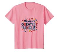 World's Greatest Uncle Fun Celebration Gift T-Shirt, Kids, Pink, 10 Years