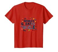 World's Greatest Uncle Fun Celebration Gift T-Shirt, Kids, Red, 10 Years