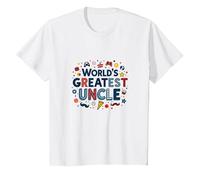 World's Greatest Uncle Fun Celebration Gift T-Shirt, Kids, White, 10 Years