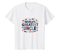 World's Greatest Uncle Fun Celebration Gift T-Shirt, Kids, White, 4 Years