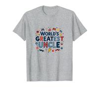 World's Greatest Uncle Fun Celebration Gift T-Shirt, Men, Heather Grey, 6XL