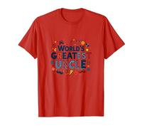 World's Greatest Uncle Fun Celebration Gift T-Shirt, Men, Red, L