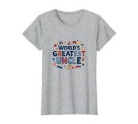 World's Greatest Uncle Fun Celebration Gift T-Shirt, Women, Heather Grey, L
