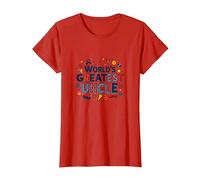World's Greatest Uncle Fun Celebration Gift T-Shirt, Women, Red, M