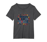 World's Greatest Uncle Fun Celebration Gift T-Shirt, Women's Plus, Dark Heather Grey, 2X