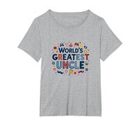 World's Greatest Uncle Fun Celebration Gift T-Shirt, Women's Plus, Heather Grey, 3X
