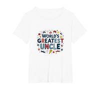 World's Greatest Uncle Fun Celebration Gift T-Shirt, Women's Plus, White, 4X