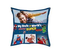 World's Greatest Uncle, Personalised Photo Collage For Uncle, Superhero Gift, Birthday Gift Sofa decor Home Décor, Satin Throw Pillow/Cushion. (Satin Cushion Cover With Insert)