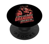Worlds Most Dangerous Grandma Wooden Spoon Humor PopSockets Adhesive PopGrip