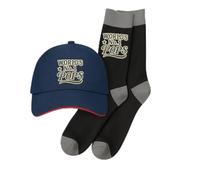 World's No.1 Pops Gift Set, Baseball Cap and Socks, Pops's Day Birthday Present, Personalised Keepsake - one size fits all (Navy - Red Cap + Socks)